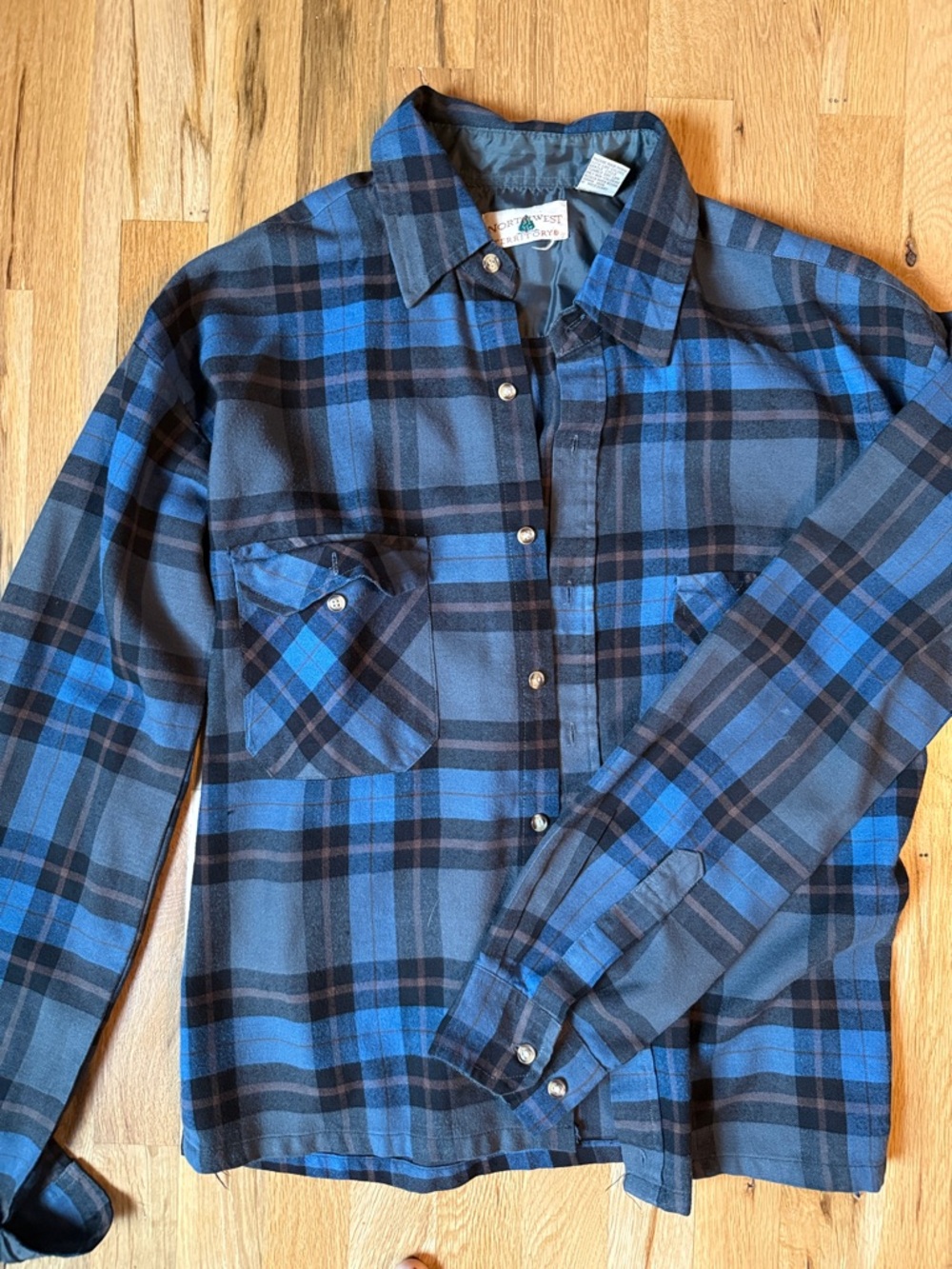 Vintage Blue Plaid Button-Up Shirt - Men